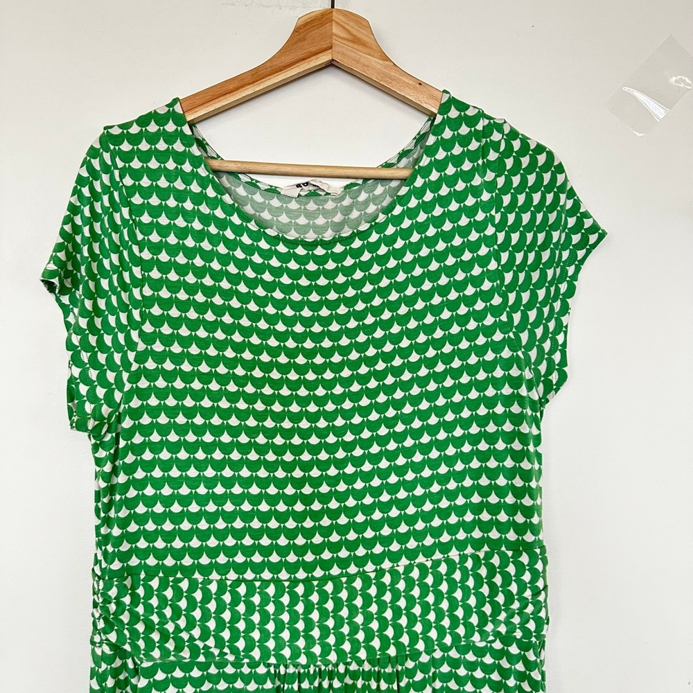 Boden Amelie Midi Dress Green Stretch Jersey Pockets Casual Resort Boho Size 12 - Picture 3 of 7